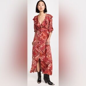 Free People Rose Patchwork V‑Neck Maxi Dress